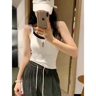 Áo 2 dây viền,áo croptop kèm đệm mút korean siêu xinh