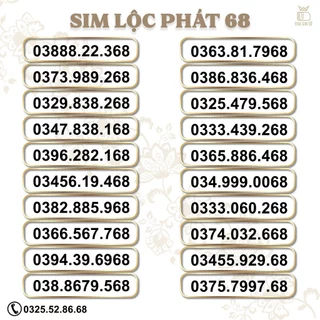 Sim Số Đẹp Lộc Phát Viettel 68, HỖ TRỢ ĐĂNG KÝ CHÍNH CHỦ