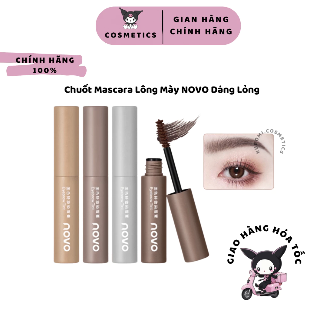 Chuốt Mascara Lông Mày NOVO Dạng Lỏng Chống Thấm Nước  Màu Trang Điểm Tự Nhiên Lâu Trôi KUROMI