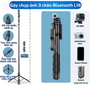 Tripod 3 chân quay phim - Gậy quay phim chụp ảnh cho điện thoại, máy ảnh có remote bluetooth, kéo dài 125cm