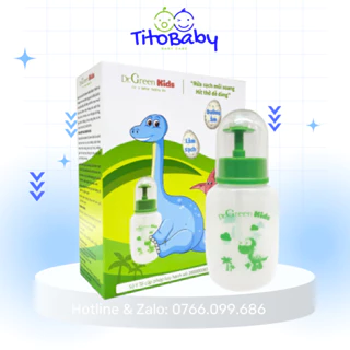 Bình rửa mũi cho trẻ Dr.Green Kids, kèm 30 gói muối biển,đầu rửa silicon mềm mại, điều trị viêm mũi