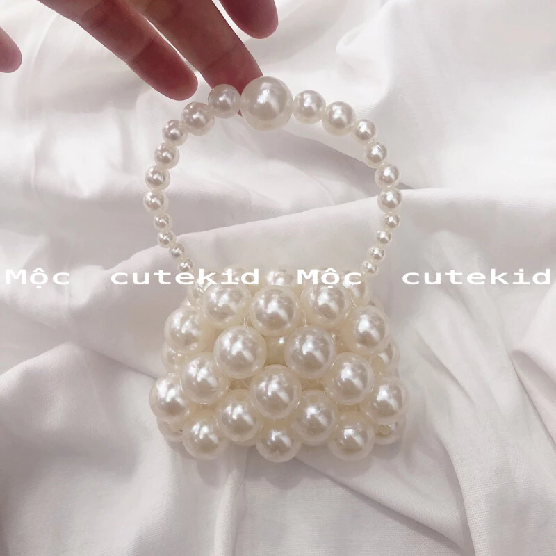 Túi ngọc trai nhân tạo cho bé, túi ngọc trai phối đồ bà ba, phụ kiện đồ truyền thống