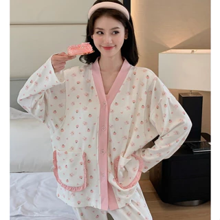 Bộ Bầu COTTON Dài Tay Sau Sinh ở cữ cho bé bú SAQ418