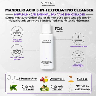 MANDELIC ACID 3-IN-1 EXFOLIATING CLEANSER – SỮA RỬA MẶT LÀM SẠCH DA TỐI ƯU