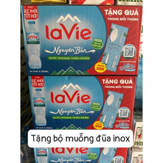 [ tặng bộ muỗng đũa inox] thùng 24 chai nước khoáng Lavie 500ml9