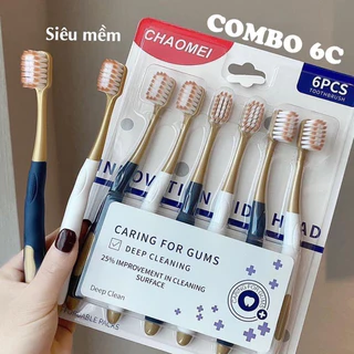 Set 6 bàn chải đánh răng Nội Địa Trung kháng khuẩn cao cấp lông mềm, chải siêu êm, làm sạch sâu đánh sạch mảng bám