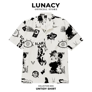 Áo sơ mi tay ngắn họa tiết LUNACY form rộng unisex nam nữ