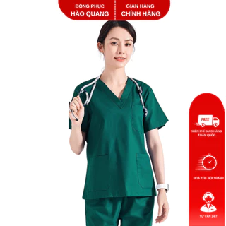 Bộ scrubs màu XANH LÁ dành cho bác sĩ, điều dưỡng, dược sĩ, KTV, nhân viên y tế, spa, bệnh viện