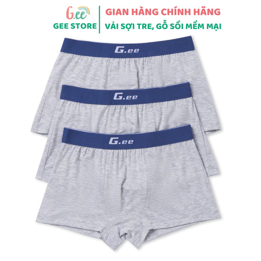 Set 3 sịp đùi Gee bé trai vải sợi tre, gỗ sồi mềm mại thoáng mát cho bé tập mặc cân nặng 10-75kg.