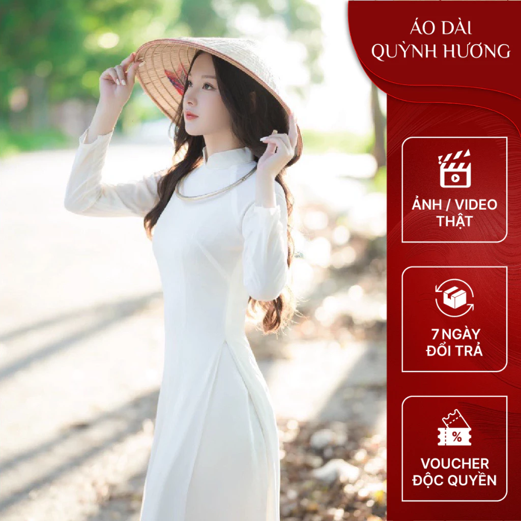 Áo dài trắng lụa chiffon 4 tà by Quỳnh Hương