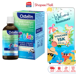 Bổ sung Vitamin và D3 cho bé dạng siro Ostelin Kids Milk Calcium & Vitamin D3 Liquid 90ml giúp tăng cường hấp thu canxi