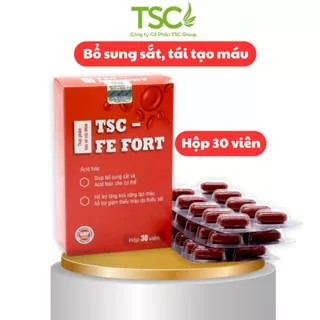 Viên uống bổ Sắt cho bà bầu và người thiếu sắt TSC Group - Hộp 30 Viên- Giúp bổ sung sắt và acid folic, tăng tái tạo máu