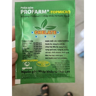 Phân bón lá Siêu Vi Lượng Chelate Profarm TopMicro (2,5gr) - ngăn vàng lá quăn lá, rụng hoa quả non...