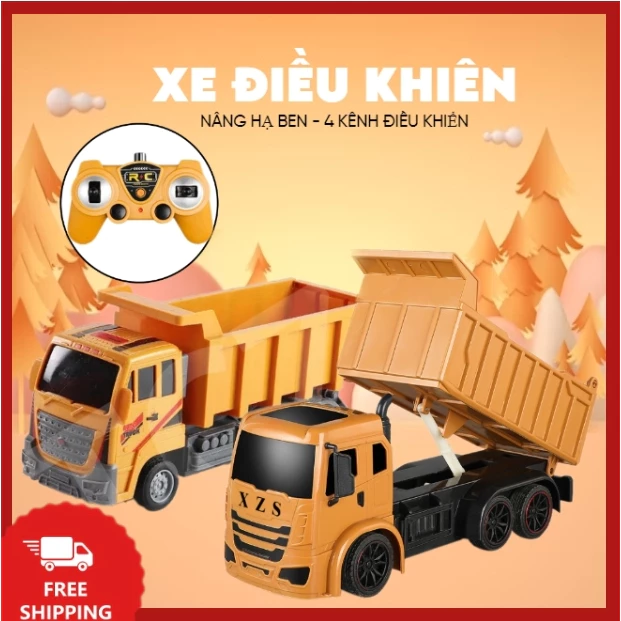 XE ĐIỀU KHIỂN TỪ XA NÂNG HẠ BEN - XE TẢI CHỞ CÁT CÔNG TRÌNH ĐIỀU KHIỂN ĐỒ CHƠI BÉ TRAI