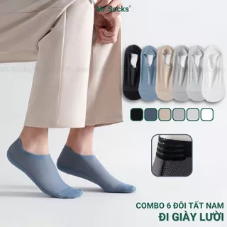 Combo 6 đôi vớ lười nam chống tuột gót Mr.Socks, có mặt lưới thoáng khí, chất liệu cotton êm chân - HAILUOI-PO-3019-CB6