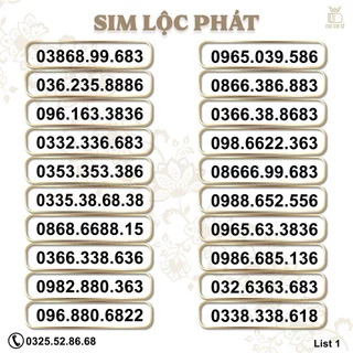 Sim Số Đẹp Viettel Lộc Phát Vip List 1 , HỖ TRỢ ĐĂNG KÝ CHÍNH CHỦ