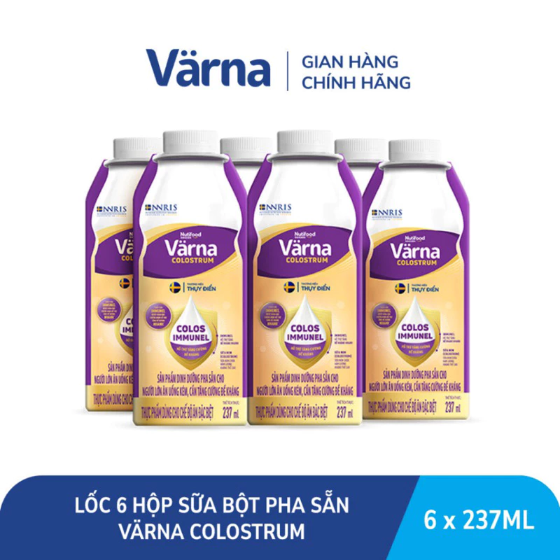 Lốc 6 chai sữa pha sẵn nước Varna Colostrum 237ml cho người ăn uống kém cần tăng cường đề kháng - varna tím