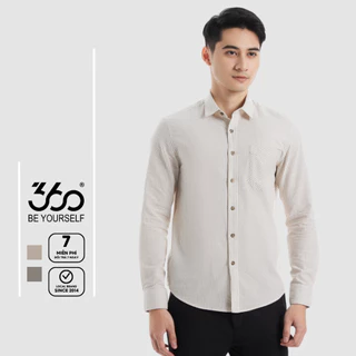 Áo sơ mi nam cổ bẻ thương hiệu 360 Boutique chất liệu cotton kẻ nhăn mềm mại thoáng mát - SKDTK505