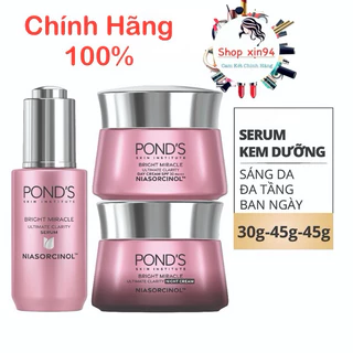 [Dete Mới] Bộ Serum /Kem Dưỡng Sáng Da Đa Tầng Ngày& Đêm Pond's Mờ Thâm Sạm NIASORCINOL (45gx2)