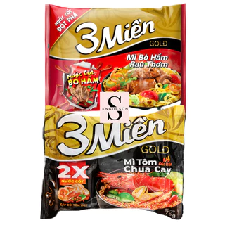 Combo 5 gói Mì 3 Miền Gold vị Tôm Chua Cay , Bò Hầm Rau Thơm