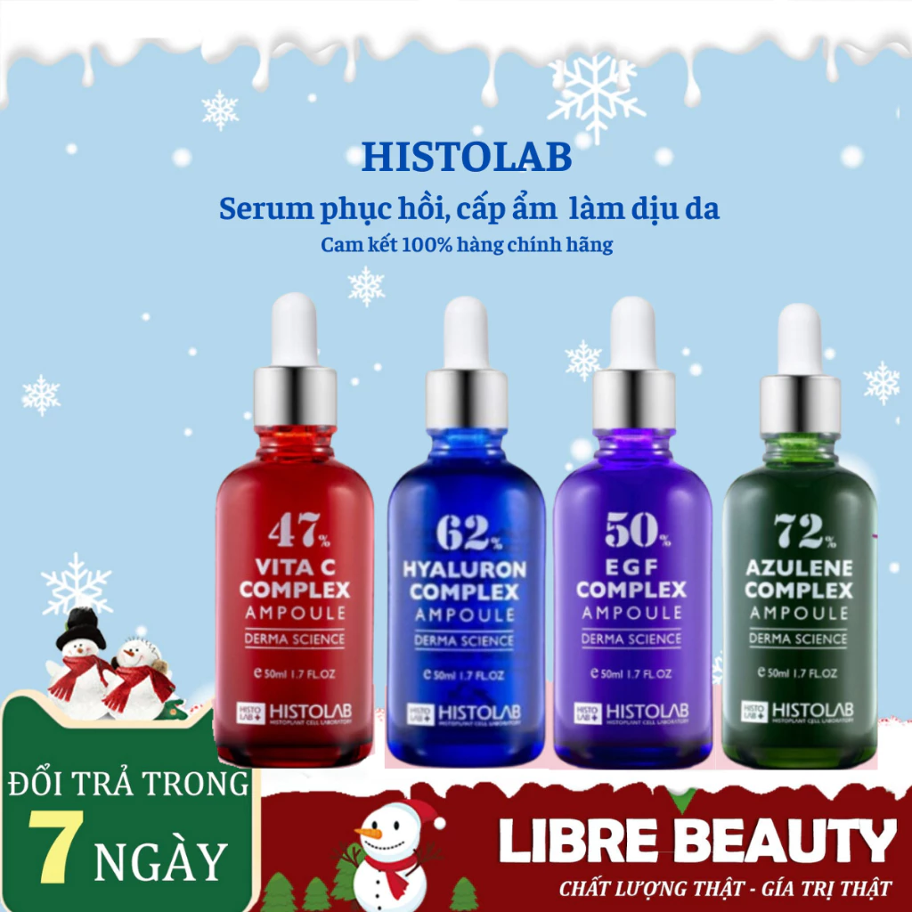 Serum Tinh Chất Histolab VitC 47%, EGF 50%, HA 62%, 72% Azulene Ampoule Cấp Ẩm Phục Hồi Da 50ml