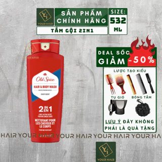 Sữa Tắm Gội 2 trong 1 Old Spice Hair BodyWash 2 in 1 - 532ml | Mùi hương Thể thao | Chính hãng USA