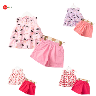 Bộ quần áo bé gái size 2-12 tuổi, Bộ bé gái áo đũi và quần thô chất liệu cao cấp cực đẹp , dáng bánh bèo dễ thương