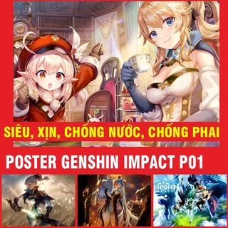 Poster A4 GENSHIN IMPACT anime sẵn keo lột dán, chống nước, chống phai dán tường