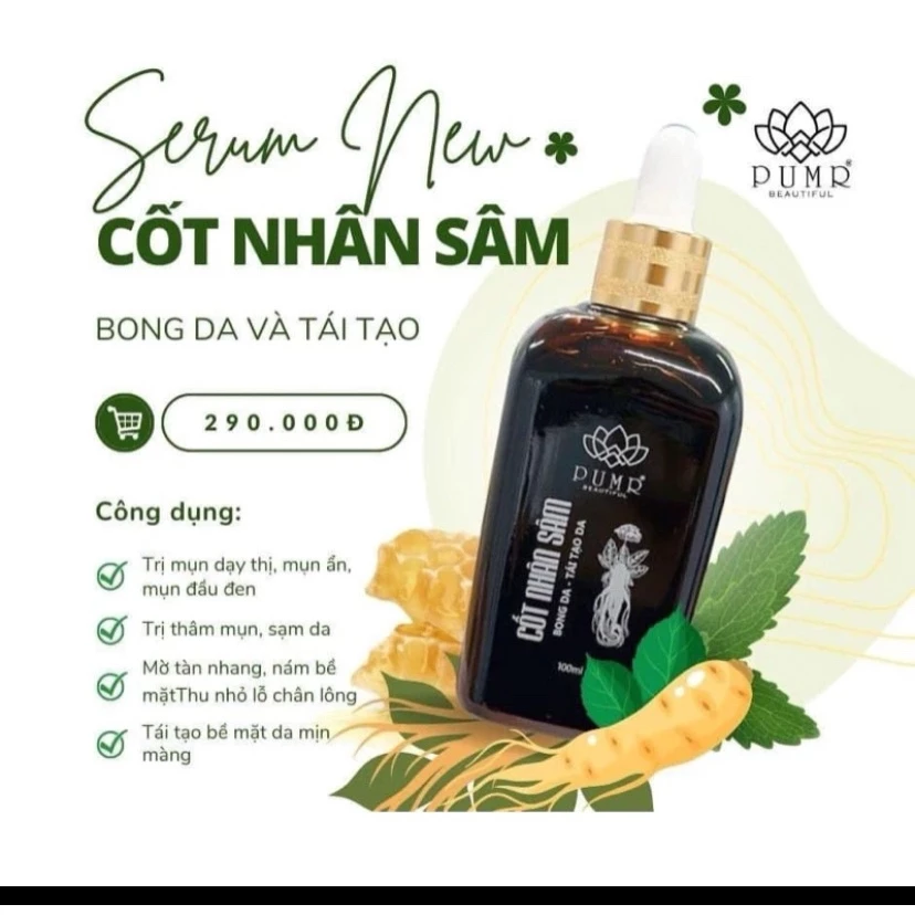 ( Mẫu Mới ) Cốt Nhân Sâm Pumr (mua 10 tặng 1 face tối)