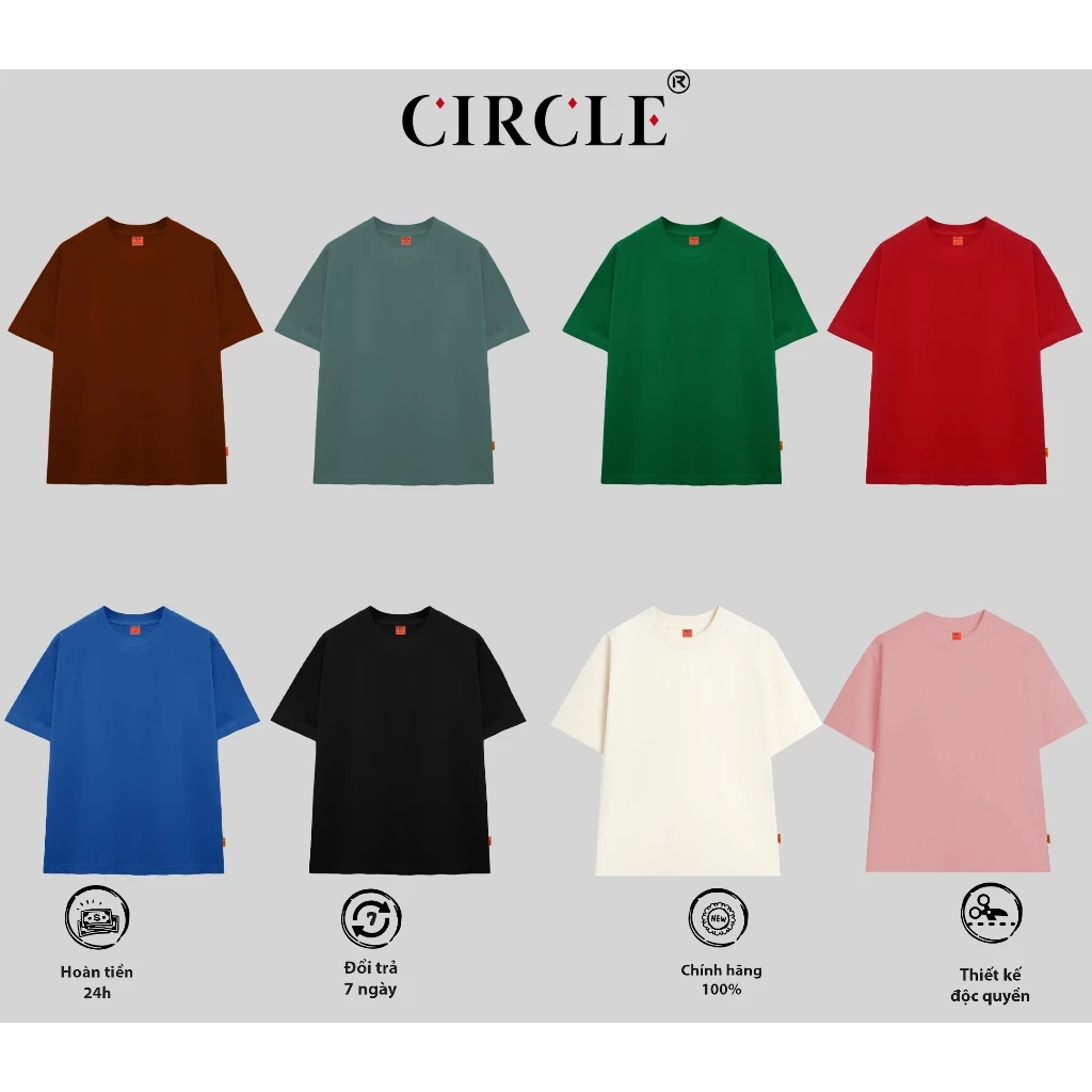 Áo thun trơn CIRCLE chất liệu Cotton 100% 250 GSM - Tshirt Blank