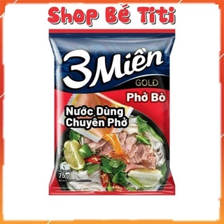 Phở 3 Miền Gold Nước Dùng Chuyên Phở 2 Vị: Phở Bò, Phở Gà - Gói 75gr Shop Bé Titi