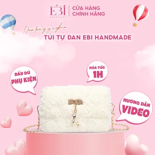 [Có video hướng dẫn] Túi tự đan EBI HANDMADE bằng len xù mẫu đơn giản cực kì dễ đan, đầy đủ set đồ đan - ES53