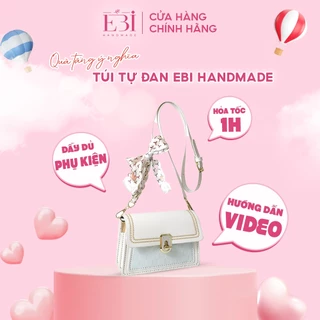 Túi tự đan EBI HANDMADE da Pu dây đeo chéo phối nơ xinh phong cách trẻ trung Hàn Quốc làm quà tặng người yêu - ES134