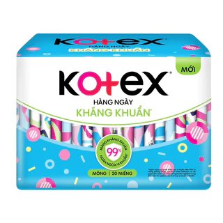 Băng vệ sinh hàng ngày Kotex siêu mềm kháng khuẩn 20 miếng