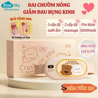 Đai đeo massage chườm ấm giảm đau bụng kinh nguyệt hiệu quả, Máy matxa chườm ấm bụng kinh - quà tặng bạn nữ sang trọng