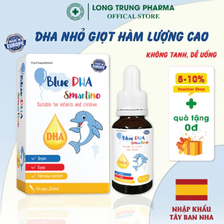 DHA nhỏ giọt cho bé Blue DHA Smartino - giúp phát triển não bộ, thị lực, vị ngon không tanh, lọ 30ml - Nhập khẩu Châu Âu