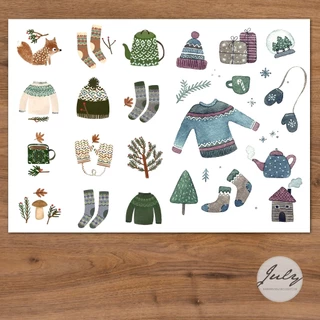 BỘ STICKERS KHỔ A4 - I love winter (Mã SP: 07164)