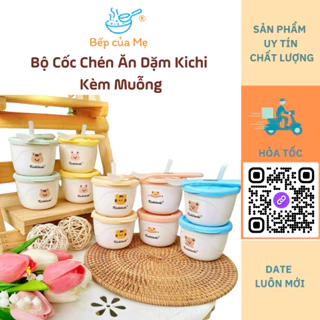 Bộ Cốc Và chén Ăn Dặm Cho Bé Kichi Kèm Muỗng cho bé, Shop Bếp Của Mẹ