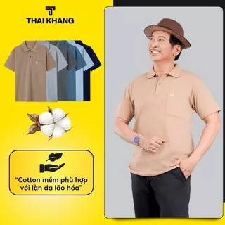 Áo thun POLO nam có cổ THÁI KHANG vải xịn cotton mềm mịn mát có túi form rộng trung niên ATHUN17