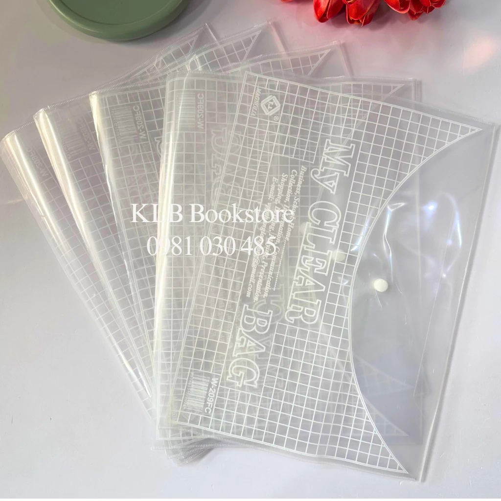 Combo 5/10/20 Túi Nút Clear Bag Thăng Long- Túi Đựng Hồ Sơ Có Cúc, Bìa Nút Đựng Tài Liệu Văn Phòng, Khổ A/F