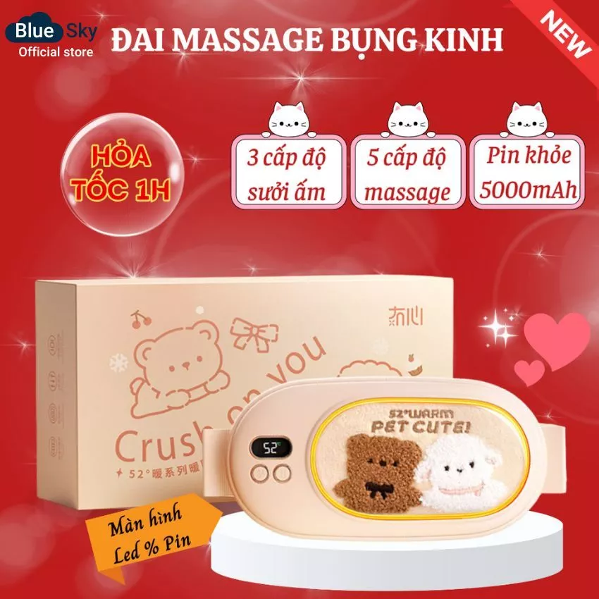 Máy Chườm Ấm Bụng, Đai Chườm Nóng, Massage Giảm Đau Bụng, Đau Lưng Khi Đến Kỳ Kinh Nguyệt Cho Bạn Gái -Quà Tặng Cao Cấp