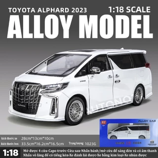 Mô hình xe Toyota Alphard 2023 full open - âm thanh - đèn cửa tự động mở tỉ lệ 1:18 Alloy model OT377