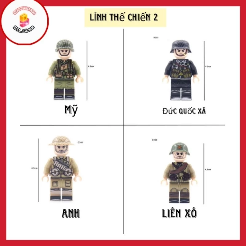 Lắp Ráp Đồ Chơi Lẻ 1 Minifigure Lính Ww2 thế chiến thứ 2 MOC