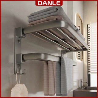 Giá treo khăn nhà tắm DANLE dán tường, kèm thanh treo quần áo. Chất liệu Nhôm hàng không chống gỉ ( Eno 0131)