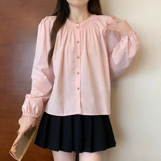 Áo Sơ Mi Nữ Dài Tay Basic Khuy Ngọc Thô Màu Pastel Phong Cách Nhẹ Nhàng Thời Trang Sugal TOP NU 141V3