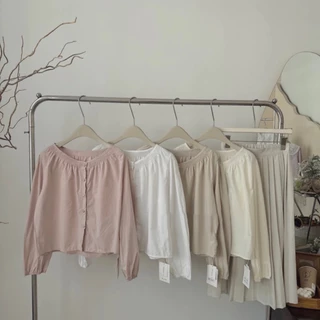 Áo Sơ Mi Nữ Dài Tay Basic Khuy Ngọc Thô Màu Pastel Phong Cách Nhẹ Nhàng Thời Trang Sugal TOP NU 141