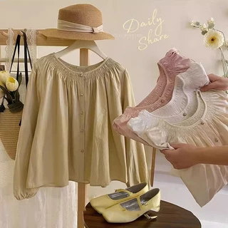 Áo Sơ Mi Nữ Dài Tay Basic Khuy Ngọc Thô Màu Pastel Phong Cách Nhẹ Nhàng Thời Trang Sugal TOP NU 141V1