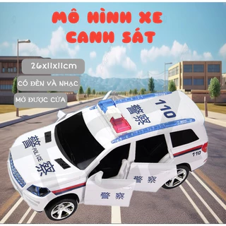 Xe ô tô cảnh sát mini bán tải bằng hợp kim xe chạy đà có âm thanh và đèn mở được cửa xe - đồ chơi bé trai