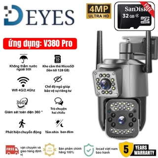 DEYES V380 Pro camera cctv, camera giám sát không dây ngoài trời wifi, camera an ninh IP, ống kính kép, 4K, 8MP, gọi h