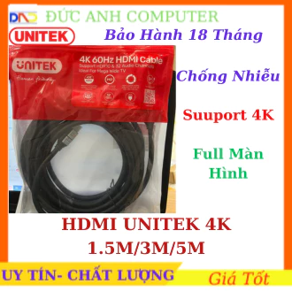 Cáp HDMI UNITEK Ultra 4k C11079ABK 1,5M / 3M / 5M- Chống Nhiễu Cực Tốt- Hàng Chính Hãng Bảo Hành 18 Tháng